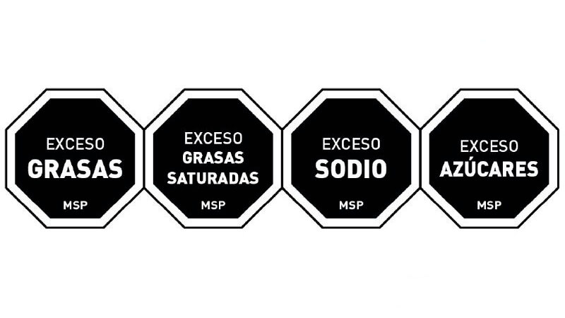 Black octagons on food packaging labels