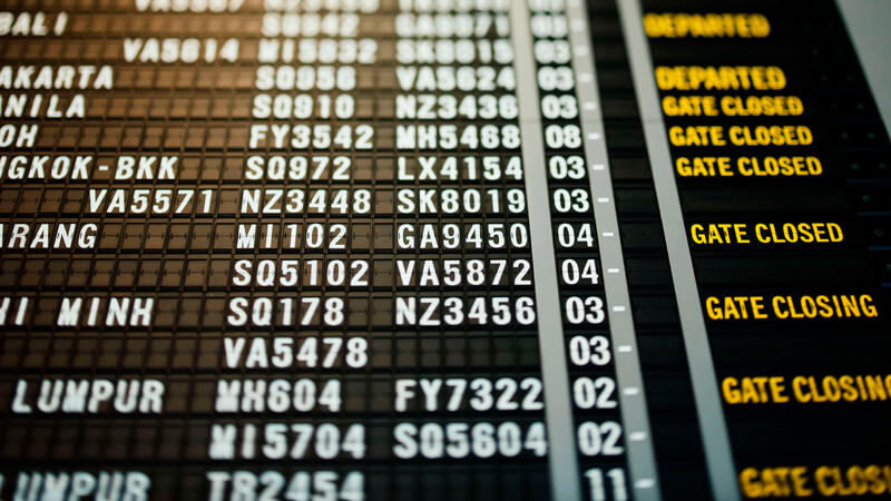Flights canceled due to COVID-19.