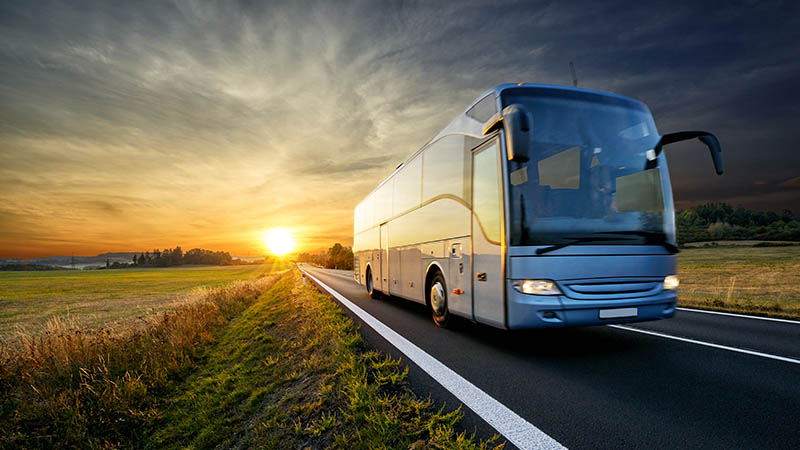 A bus on a highway