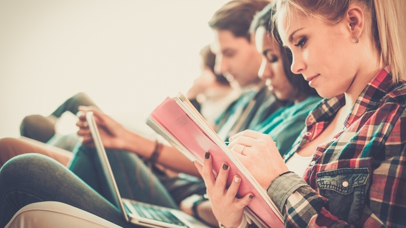 Young people studying