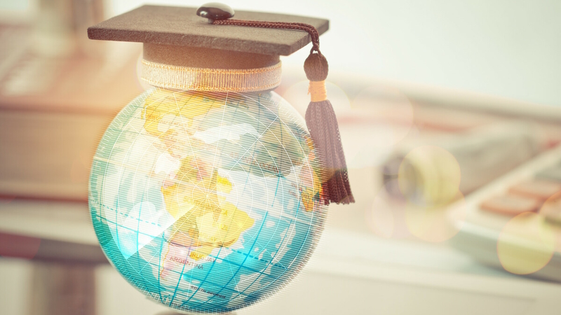World map with a cap