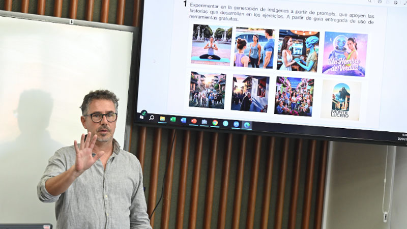 *Diego Fernández Pujol during a workshop focused on sharing ideas, insights, and challenges regarding the use of AI in teaching*