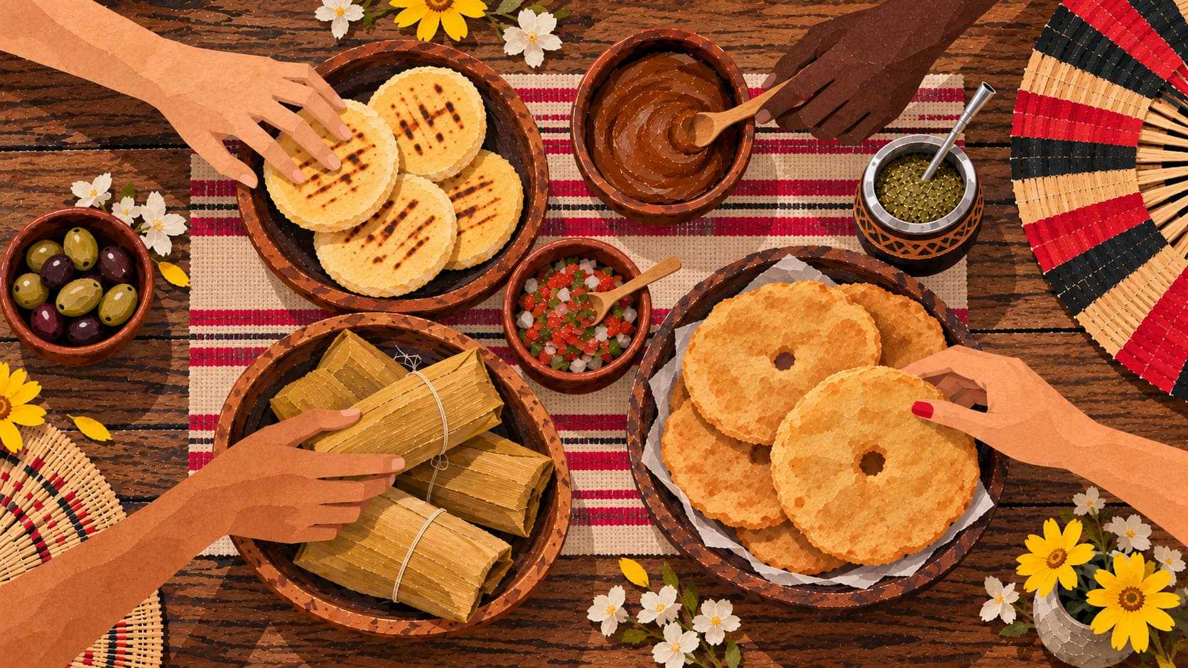*An AI-generated image illustrating cultural elements from various communities in Uruguay.