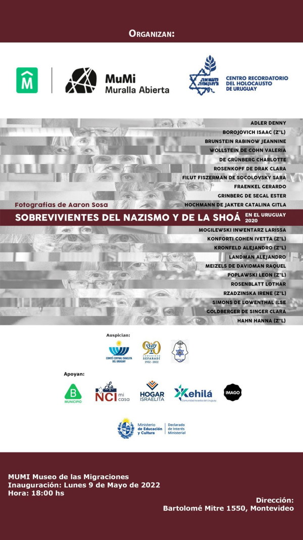 Afiche de la exposición Sobrevivientes del Nazismo y del Holocausto de Uruguay