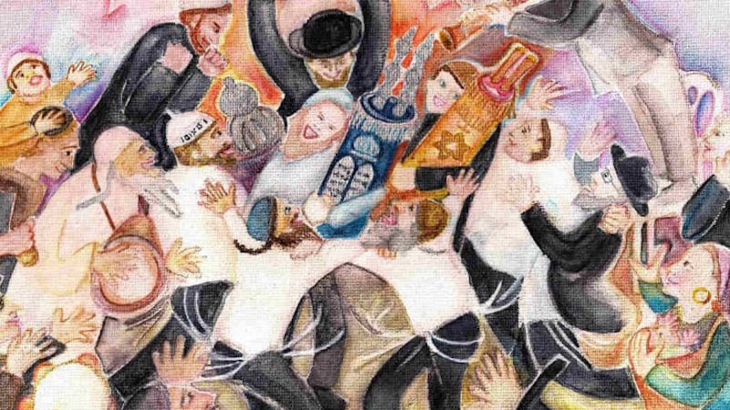 *Ilustración de Chana Helen Rosenberg. Fuente: “Simchat Torah Family Celebration”, JewishBoston, 2019