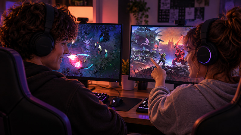 *Hades II (Supergiant Games) y DOOM Eternal: The Ancient Gods &ndash; Part Two (id Software). Montaje realizado con IA a partir de im&aacute;genes de ambos juegos.