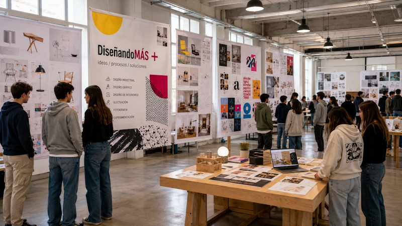 Estudiantes recorren una exposición de diseño en DiseñandoMÁS +.