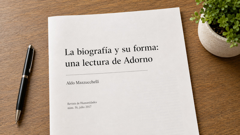 Art&iacute;culo publicado en la Revista de Humanidades Novedades Novedades institucionales Pr&oacute;ximos eventos Eventos anteriores Testimonios La universidad en los medios Sobresalientes Blog institucional 28 jul. 2017 El art&iacute;culo &ldquo;La biograf&iacute;a y su forma: una lectura de Adorno&rdquo; del Dr. Aldo Mazzucchelli, investigador asociado de la Facultad de Comunicaci&oacute;n y Dise&ntilde;o, fue publicado en julio de 2017 en la Revista de Humanidades (n&uacute;mero 36). Esta publicaci&oacute;n arbitrada es editada por la Universidad Andr&eacute;s Bello.  El trabajo fue aceptado en marzo de 2017.